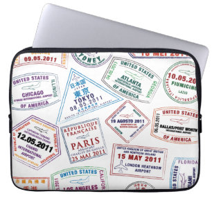 Capa Para Notebook Impressão de Padrão de Carimbo do Passport