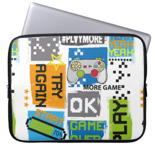 Capa Para Notebook Impressão de pixel do jogo de tipografia. Ilustraç