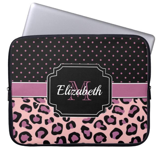 Capa Para Notebook Impressão de pontos e leopardo (Frente)