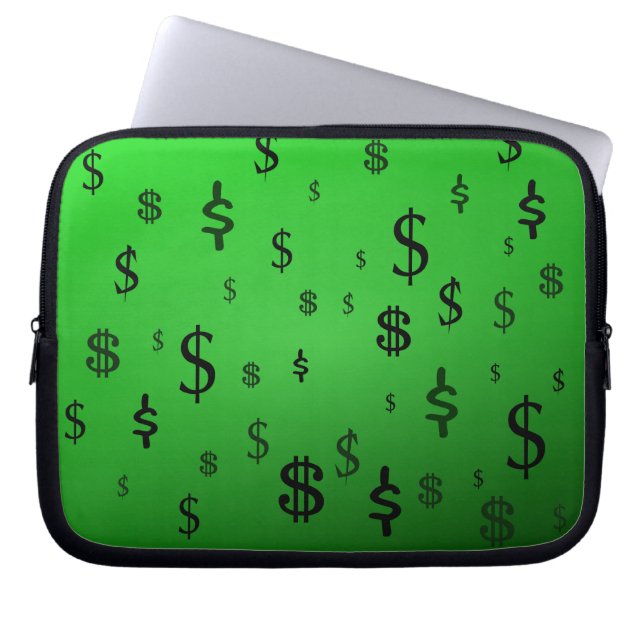 Capa Para Notebook Impressão de Sinal de Dólar Verde (Frente)
