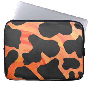 Capa Para Notebook Impressão de Vaca Preta e Laranja
