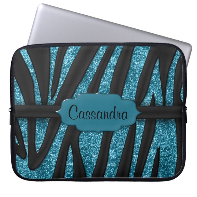 Capa Para Notebook Impressão de Zebra com Largura Negra, Azul, Cute (Frente)