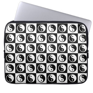 Capa Para Notebook Impressão do bloco Zen Yin-yang, branco preto, mar
