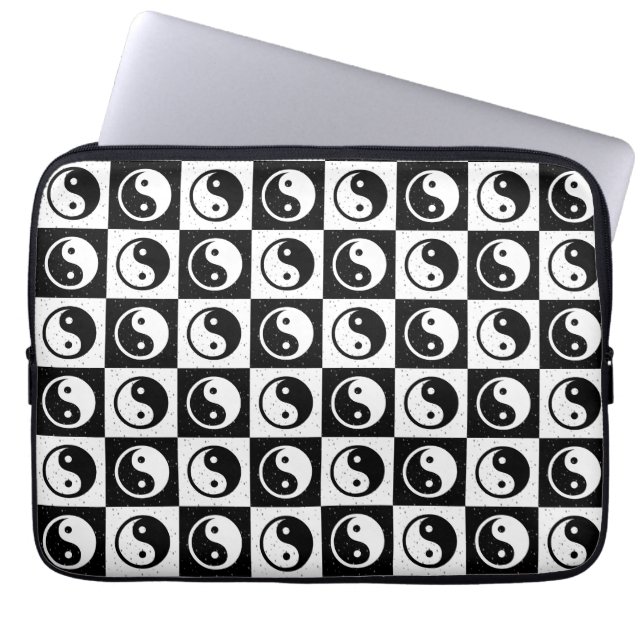 Capa Para Notebook Impressão do bloco Zen Yin-yang, branco preto, mar (Frente)