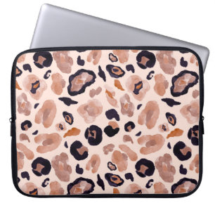Capa Para Notebook Impressão do leopardo, sem problemas, fundo bege.