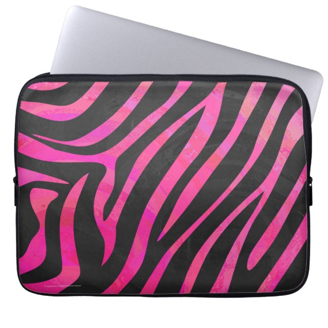Capa Para Notebook Impressão do rosa preto e quente da zebra (Frente)