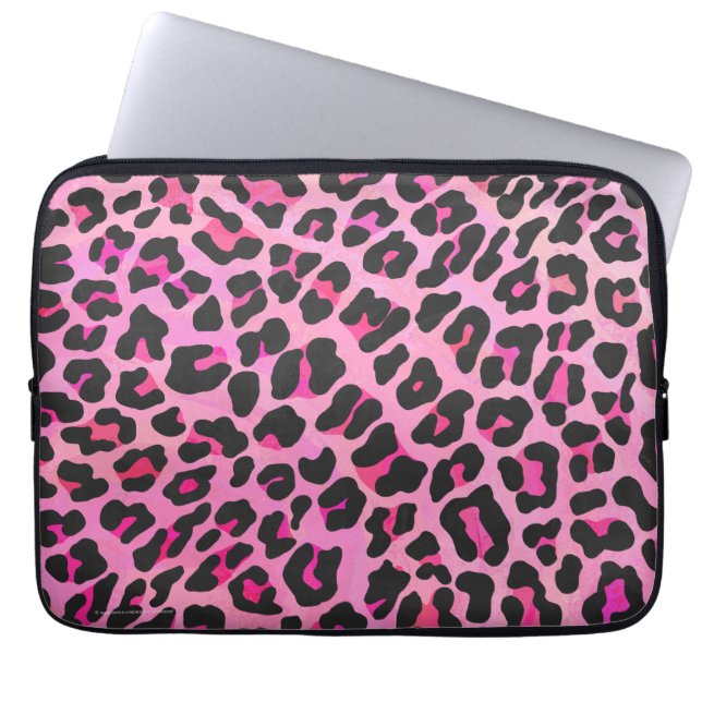 Capa Para Notebook Impressão do rosa preto e quente do leopardo (Frente)