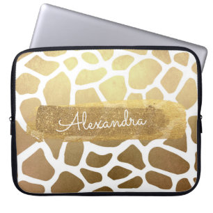Capa Para Notebook Impressão Dourado & branco da zebra com brilho