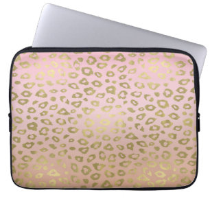Capa Para Notebook Impressão Dourado cor-de-rosa do leopardo de Ombr