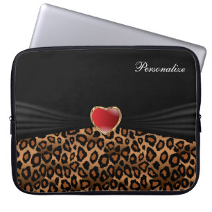 Capa Para Notebook Impressão Elegante de Animal Leopardo com Coraç