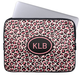 Capa Para Notebook Impressão em animais-leopardo preto-rosa monograma