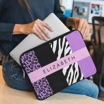 Capa Para Notebook Impressão Leopardo, Impressão Zebra, Roxo, Seu Nom<br><div class="desc">Padrão elegante,  na moda e sofisticado de leopardo e zebra em cor roxa. Presente moderno e moderno,  perfeito para o amante da impressão animal em sua vida. Personalize adicionando o seu nome,  apelido,  monograma ou iniciais.</div>