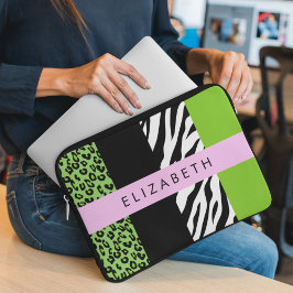 Capa Para Notebook Impressão Leopardo, Impressão Zebra, Verde, Seu No