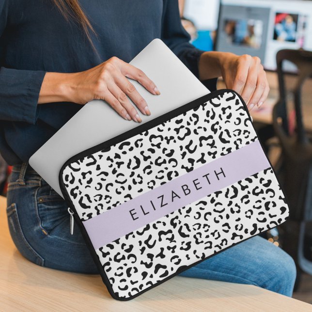 Capa Para Notebook Impressão Leopardo, Manchas, Preto E Branco, Seu N (Criador carregado)