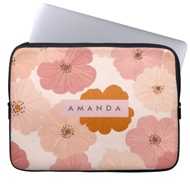 Capa Para Notebook Impressão Personalizada de Flor de Pêssego e Rosa (Frente)