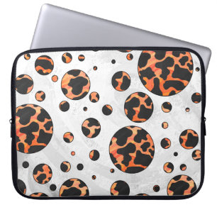 Capa Para Notebook Impressão preto e alaranjado da vaca das bolinhas