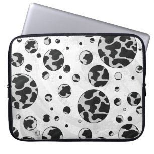 Capa Para Notebook Impressão preto e branco da vaca das bolinhas