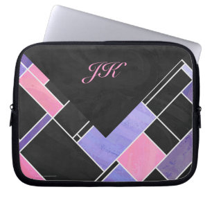 Capa Para Notebook Impressão preto roxo mondriano