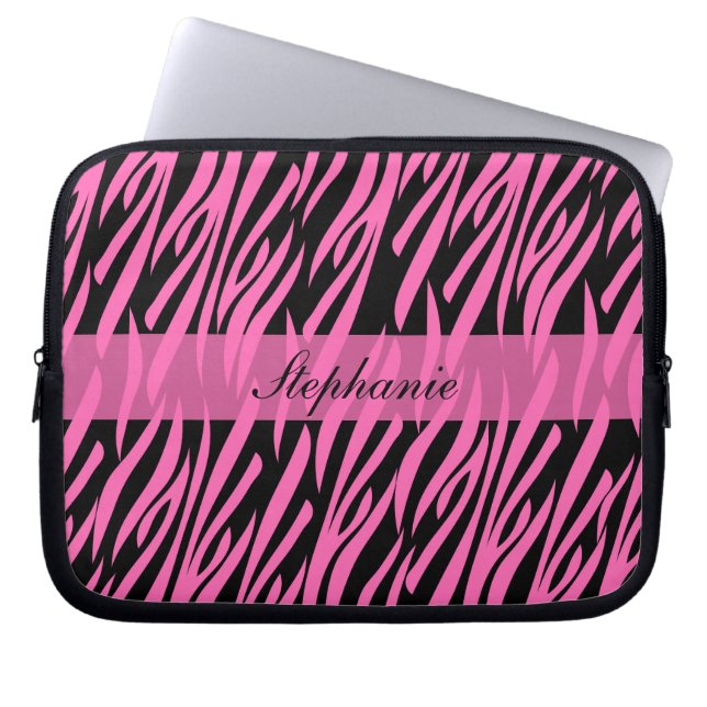 Capa Para Notebook Impressão rosa-quente e zebra negra (Frente)