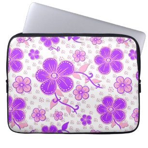 Capa Para Notebook Impressão simples de aguarela floral roxo e rosa