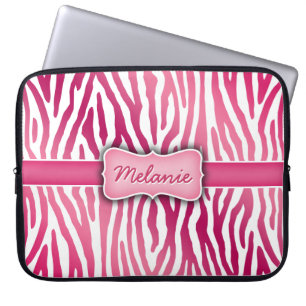 Capa Para Notebook Impressão Zebra em tons de rosa