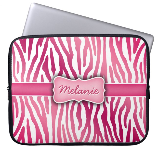 Capa Para Notebook Impressão Zebra em tons de rosa (Frente)