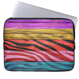 Capa Para Notebook Impressão Zebra na Madeira #12