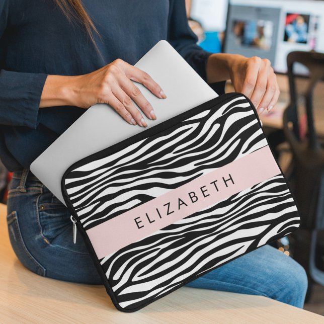 Capa Para Notebook Impressão Zebra, Stripes, Preto E Branco, Seu Nome (Criador carregado)