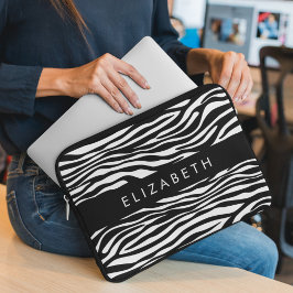 Capa Para Notebook Impressão Zebra, Stripes, Preto E Branco, Seu Nome