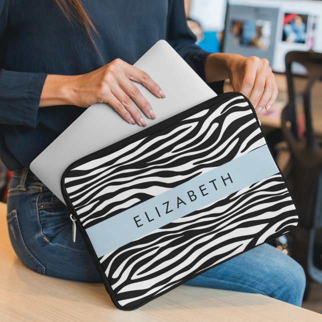 Capa Para Notebook Impressão Zebra, Stripes, Preto E Branco, Seu Nome (Criador carregado)