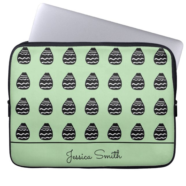 Capa Para Notebook Incrível padrão verde e preto moderno (Frente)
