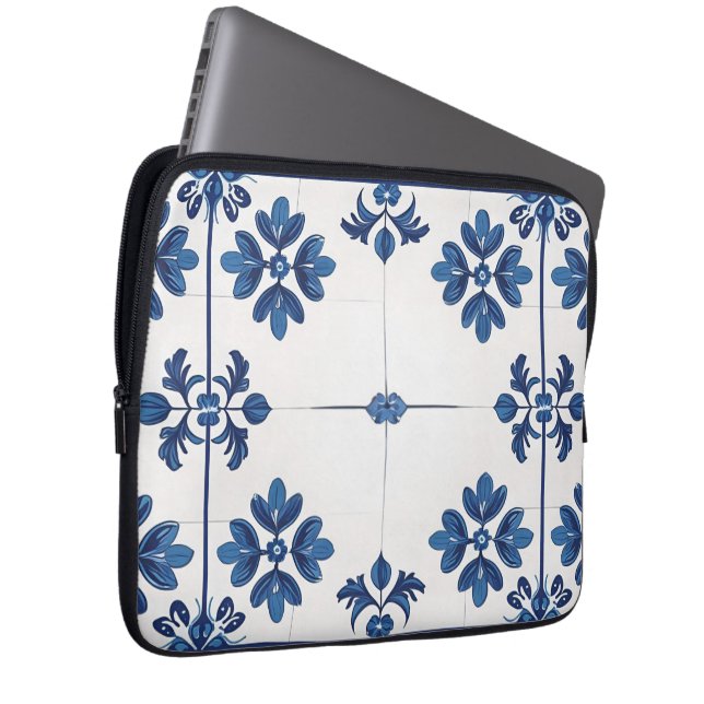 Capa Para Notebook Indigo Azulejo Blue Portuguese Lisbon Decorative (Frente Esquerda)