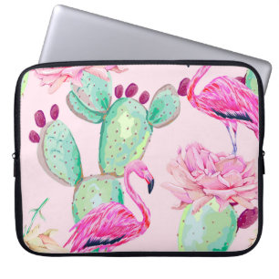 Capa Para Notebook Inflamingo rosa, aves exóticas, flores suaves, ros