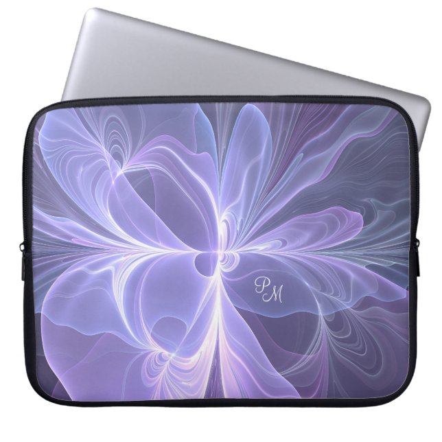 Capa Para Notebook Iniciais de Arte Fractal Purple Abstrato Modern (Frente)