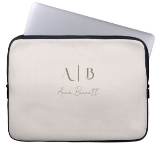 Capa Para Notebook Iniciais de Monograma Personalizado Moderno Nome b