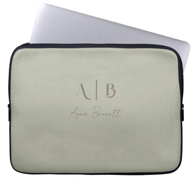 Capa Para Notebook Iniciais de Monograma Personalizado Moderno Nome S (Frente)