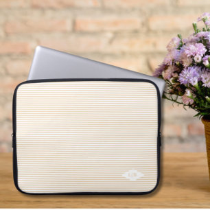 Capa Para Notebook Iniciais de Stripes Beige