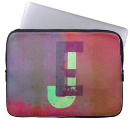 Capa Para Notebook Iniciais Monograma Arte Grunge Funky Roxo Verde