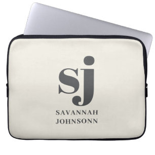 Capa Para Notebook Iniciais monograma Creme
