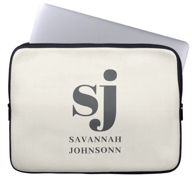 Capa Para Notebook Iniciais monograma Creme (Frente)