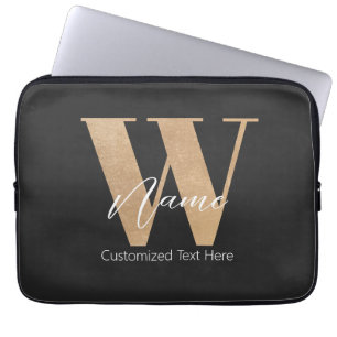 Capa Para Notebook Inicial Moderna Monogramada W & Nome Personalizado