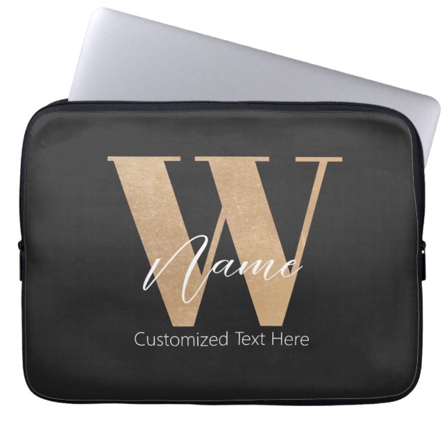 Capa Para Notebook Inicial Moderna Monogramada W & Nome Personalizado (Frente)