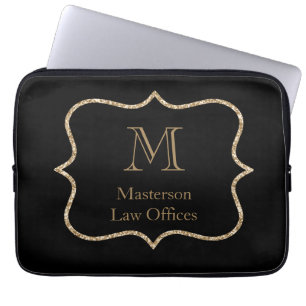 Capa Para Notebook Inicial Nome Monograma Dourado Preto Profissional