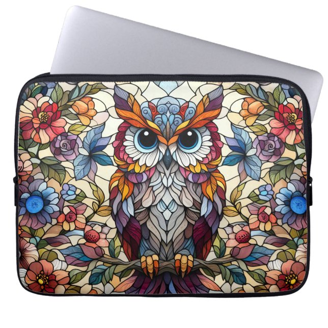 Capa Para Notebook Inspirado em Vitral de Coruja  (Frente)