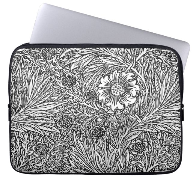 Capa Para Notebook Intrair Design Floral em Preto e Branco (Frente)