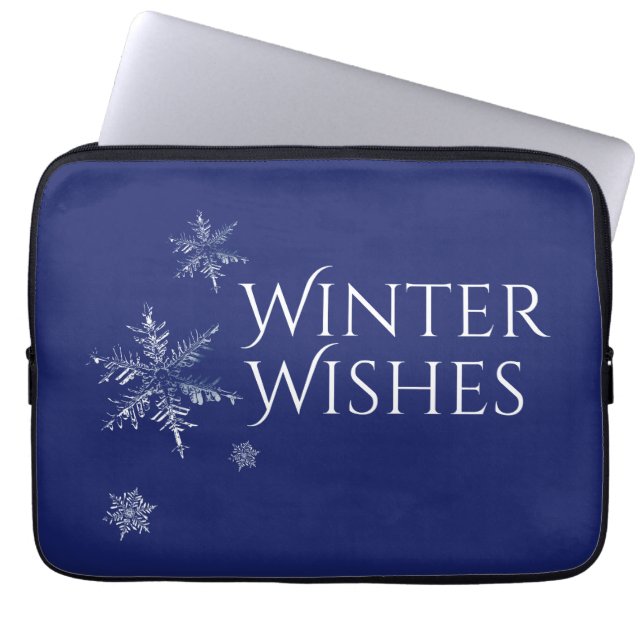 Capa Para Notebook Inverno Deseja Flocos de neve (Frente)