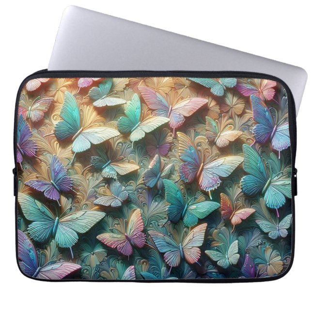Capa Para Notebook Iridescent Butterfly Garden (Frente)