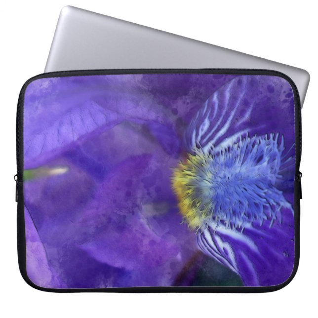 Capa Para Notebook Iris Flor Puro Watercolor (Frente)