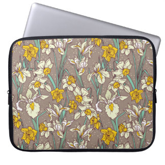 Capa Para Notebook Iris Narcissus Flowers Vintage Sem Costura