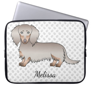 Capa Para Notebook Isabella E Tan Long Hair Dachshund Dog & Text